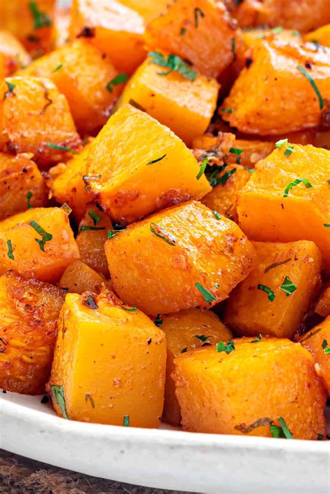 Roasted Butternut Squash (Sweet and Savory ) - Cubes N Juliennes