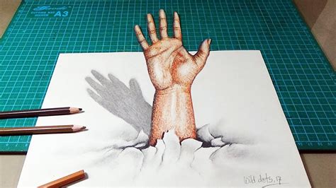 How To Draw A 3D Hand - 3d Art | Optical illusion | Easy And Simple ...