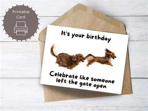 Funny Birthday Card With Dog PRINTABLE Cute Greeting Card Humorous ...