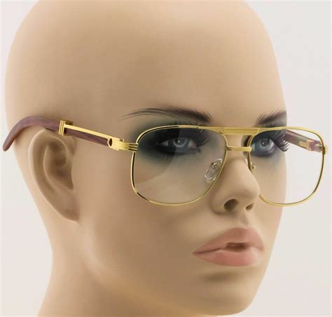 EXECUTIVE AVIATOR EYEGLASSES CLEAR LENS SUNGLASSES METAL WOOD