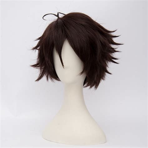 Anime Hair 30cm Short Wavy Dark Brown Party Cosplay Full Wig Heat ...