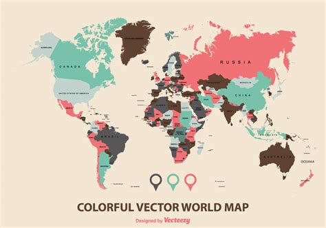 Colorful World Map Vector - Download Free Vector Art, Stock Graphics ...