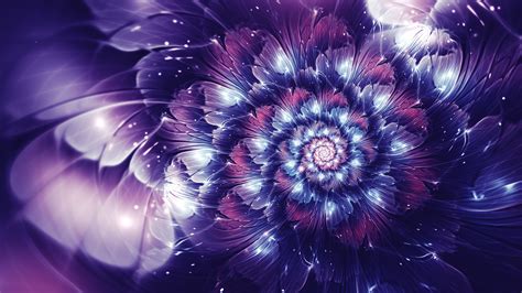 Wallpaper : digital art, abstract, purple, glowing, fractal flowers ...