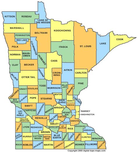 Minnesota County Map Area | County Map Regional City