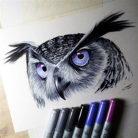 Owl Copic Marker Drawing by LethalChris on DeviantArt