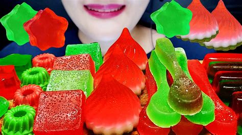 ASMR watermelon dessert EATING SOUNDS 수박디저트(코하쿠토, 젤리, 초콜릿) 먹방 mukbang ...