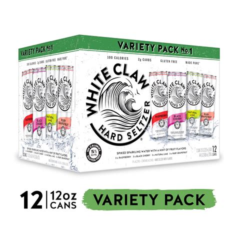 White Claw Hard Seltzer, Variety Pack No. 1, 12 Pack, 12 fl oz Cans, 5% ...