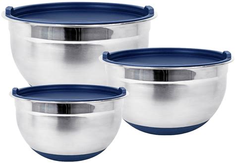 Durable Stainless Steel Mixing Bowls with Lids and Non Slip Bottom (Set ...