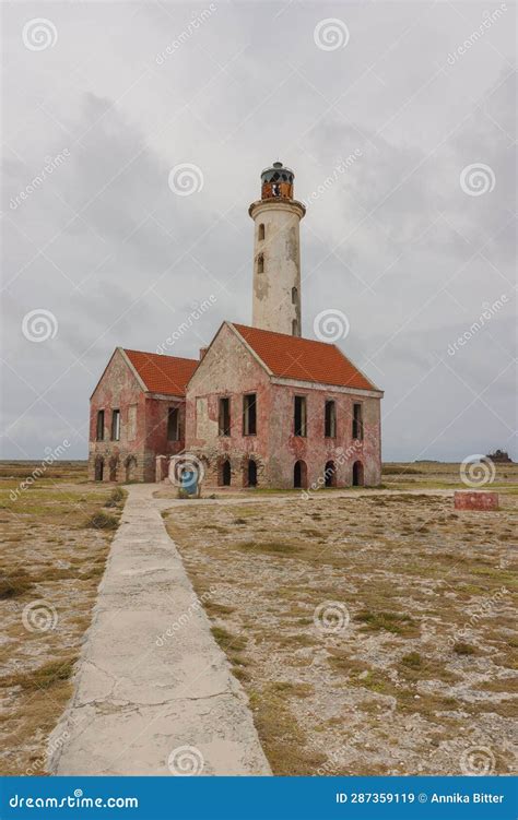 Old Lighthouse on Klein Curacao Stock Image - Image of cloudy, trail ...