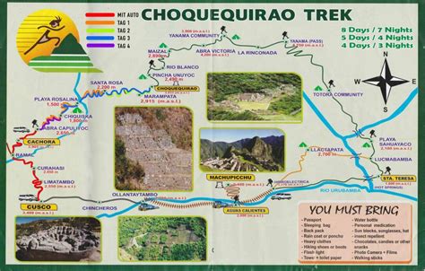 a map showing the location of choquequirao trek in mexico with pictures ...