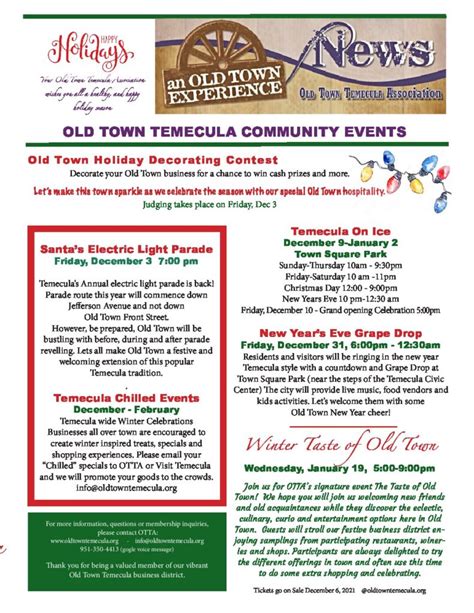 Old Town Temecula Community Holiday Events for 2021 – Old Town Temecula ...