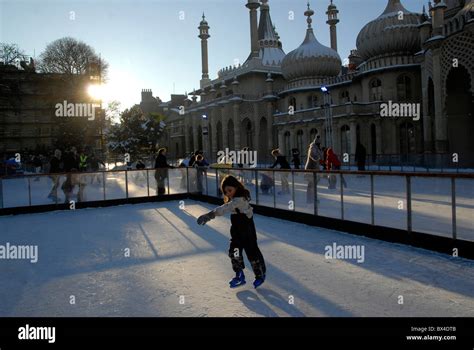 Ice skating on Brighton Pavilion ice rink, Brighton UK Stock Photo - Alamy