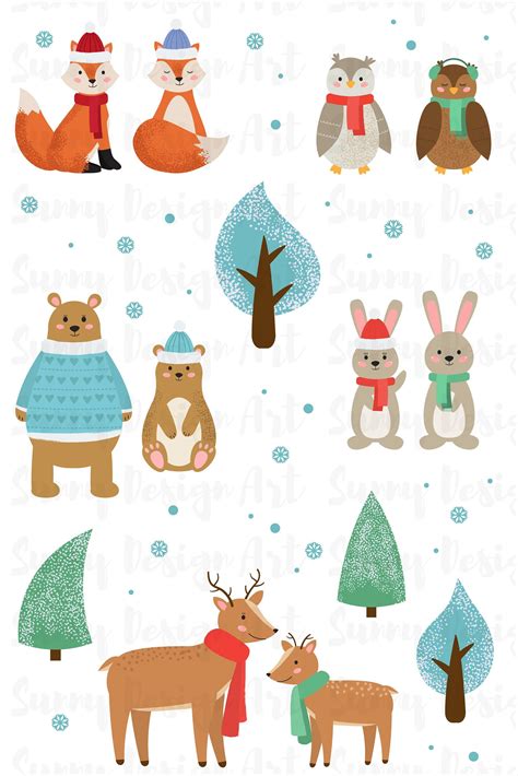 Winter Animals Clip Art