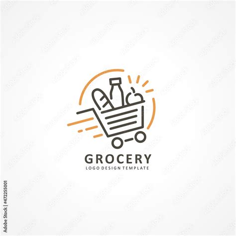 Fototapeta Grocery store logo design template with shopping basket full ...