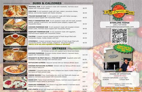 Menu – Brothers Pizza Express