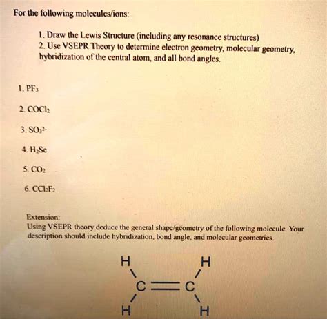 SOLVED: For the following molecules/ions: Draw the Lewis Structure ...