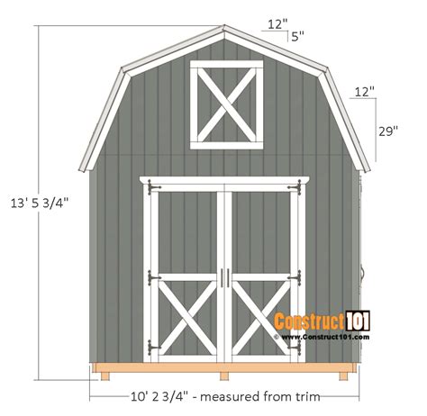 10x12 Barn Shed Plans - Construct101