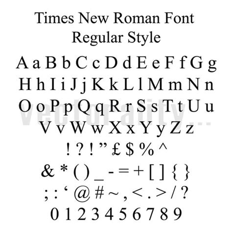 Times New Roman Font Regular Style Alphabet Letters Vector Art - Etsy