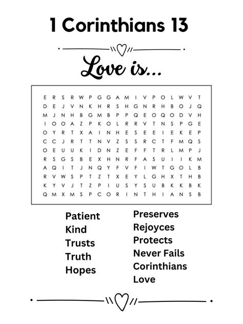 1 Corinthians 13 Word Search and Coloring Page - Etsy