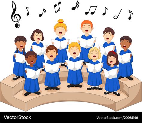 Choir girls and boys singing a song Royalty Free Vector