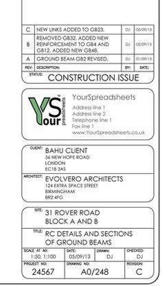 Title blocks for CAD - YourSpreadsheets Technical Drawing