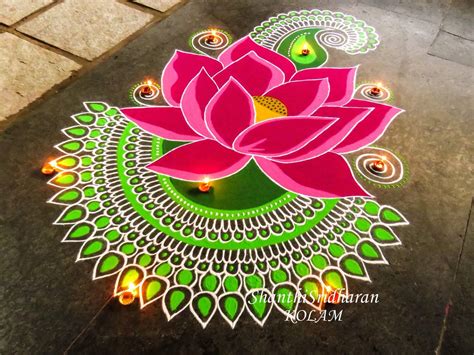 #kolam#lotus#pink#green | Lotus | Pinterest | Lotus, Diwali and Rangoli ...