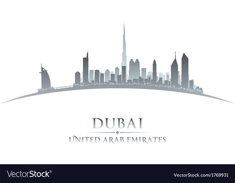 Dubai uae city skyline silhouette Royalty Free Vector Image