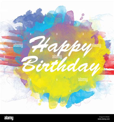 Happy Birthday Text in Watercolor Background Stock Vector Image & Art ...