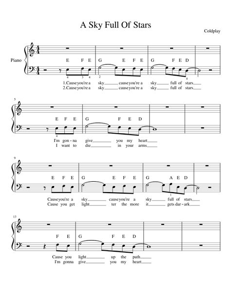 A Sky Full of Stars Easy Easy Piano Sheet music for Piano (Solo ...