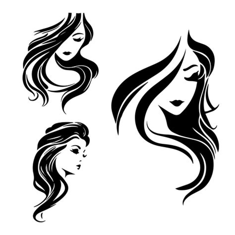 Long hair female silhouette vector free download