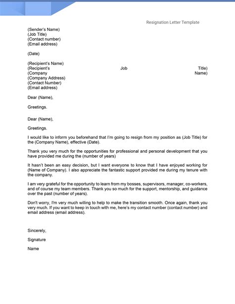 Resignation Letter Template in Word