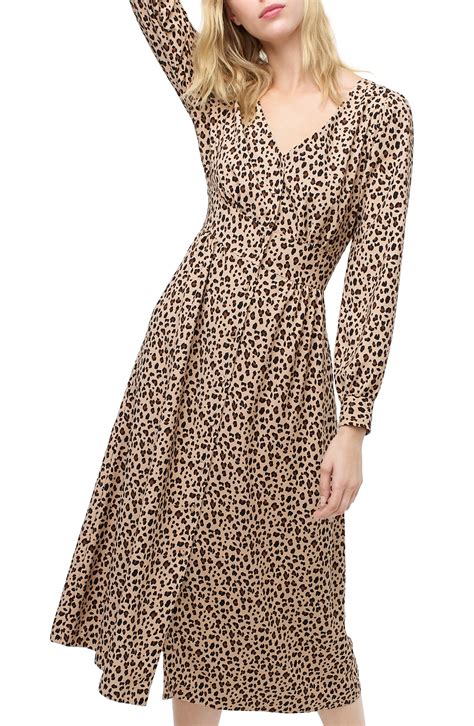 J.Crew Leopard Print Buffon Front A-Line Midi Dress in 2020 | Simple ...