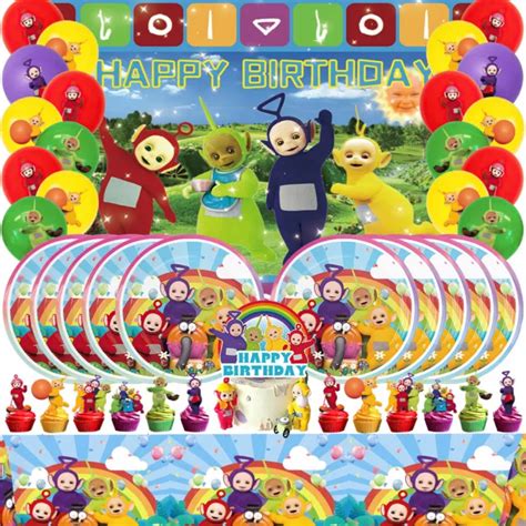 TELETUBBIES BIRTHDAY PARTY Supplies Set Plates Balloon Cake Topper ...