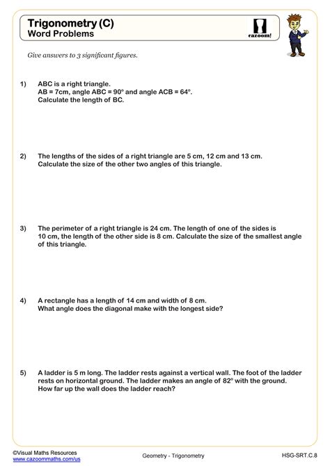 Trigonometic Ratios (SOH CAH TOA): Word Problems Worksheet | Fun and ...