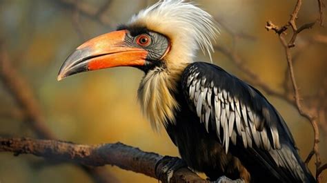 Premium AI Image | A toucan with a long beak is standing on a branch.