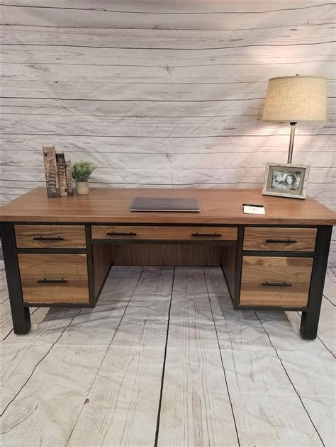 Buy a Hand Crafted Industrial Desk, Modern Desk, Metal Wood Desk, made ...