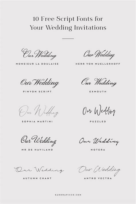 10 Free Script Fonts for Wedding Invitations - sandrapicco.com