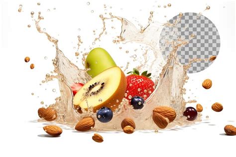 Premium PSD | Fresh fruits with milk splash