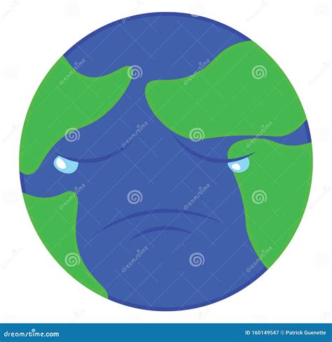 Sad Face of Earth Vector or Color Illustration Stock Vector ...