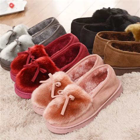 DreamShining Warm Slippers Women Winter Shoes Bowtie Plush Inside ...