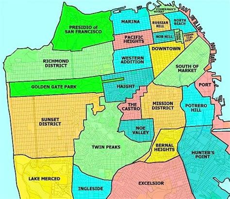 San Francisco suburbs map - Suburbs of San Francisco map (California - USA)