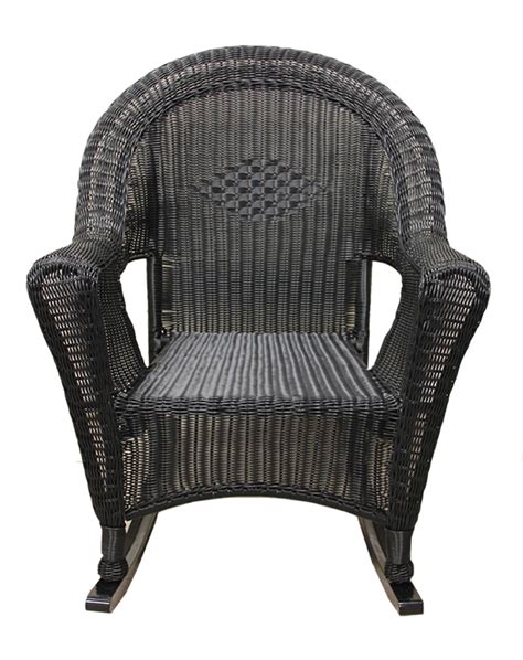 Black Resin Wicker Rocking Chair Patio Furniture - Walmart.com ...