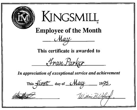 Employee Of The Month Certificate - Viewing Gallery