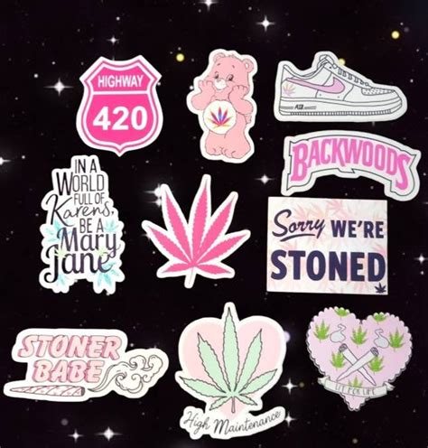 Pretty Girly Stoner Sticker Set of Pink Stoner Stickers, Laptop ...