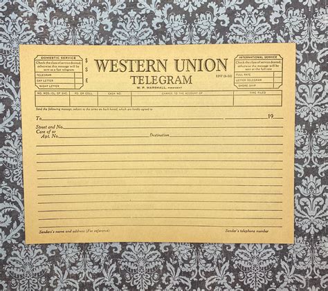 Western Union Telegram Form - Etsy