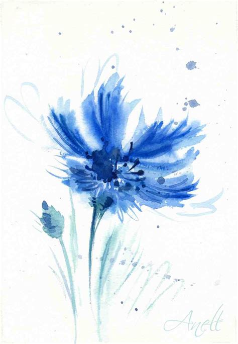 Blue Watercolor Flower Print Cornflower Watercolor Blue Print - Etsy ...