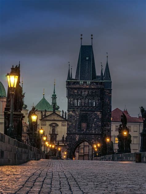 Charles Bridge at Night, Prague Stock Image - Image of republic ...