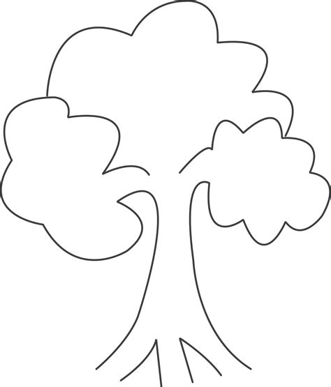 Simple Lovely tree outline, coloring book for children 8292754 Vector ...