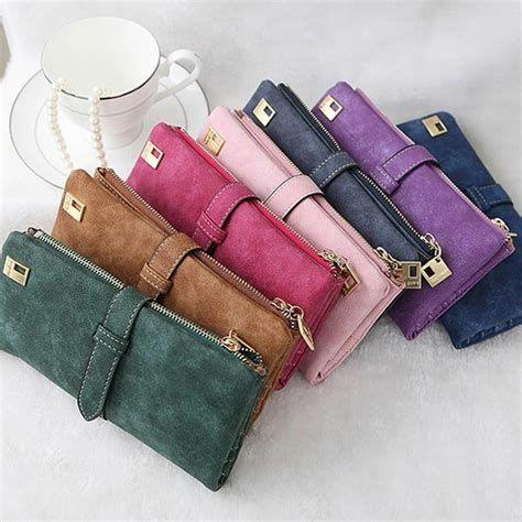 Womens Ladies Suede Leather Clutch Wallet Long Card