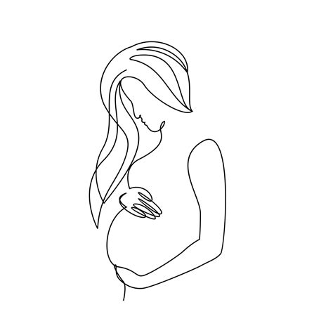 One line drawing of happy pregnant woman 9515951 Vector Art at Vecteezy